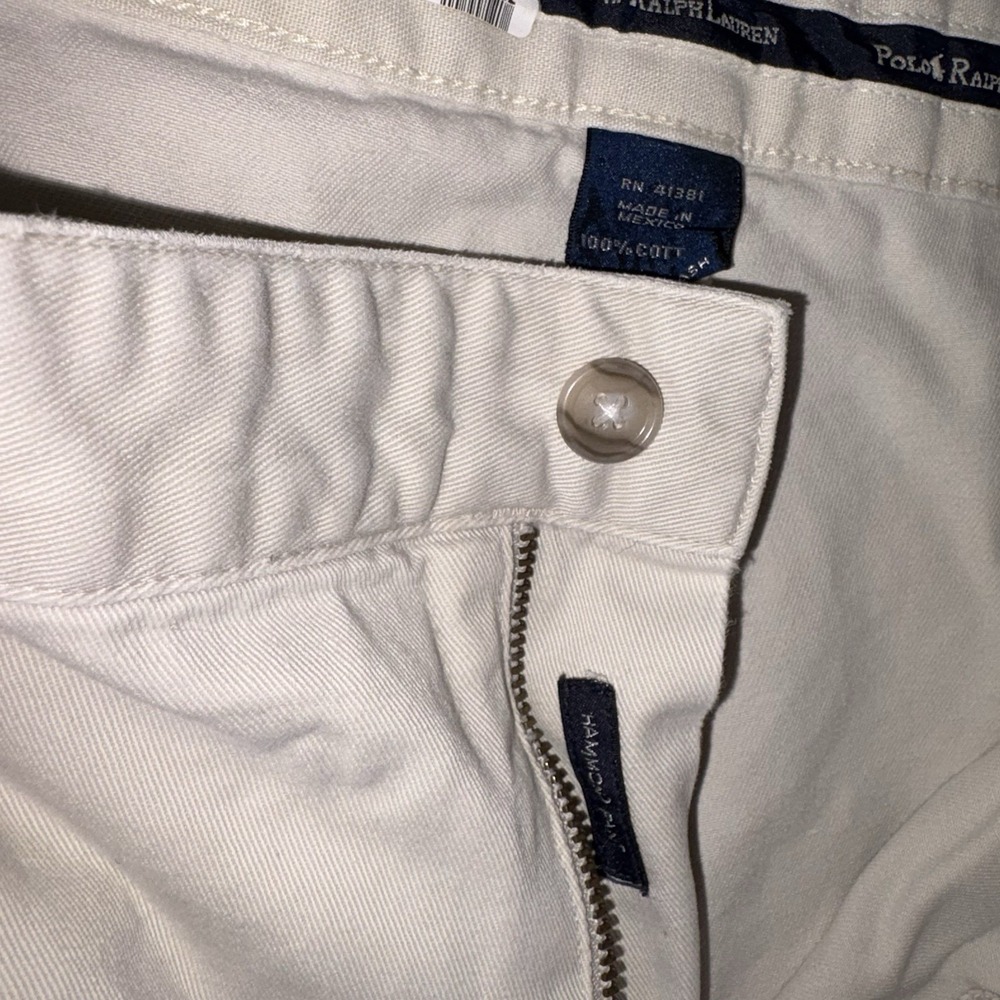 Vintage Polo Ralph Lauren Hammond Chino Pants Men 40x30 Ivory Pleated Small Spot - Picture 4 of 8